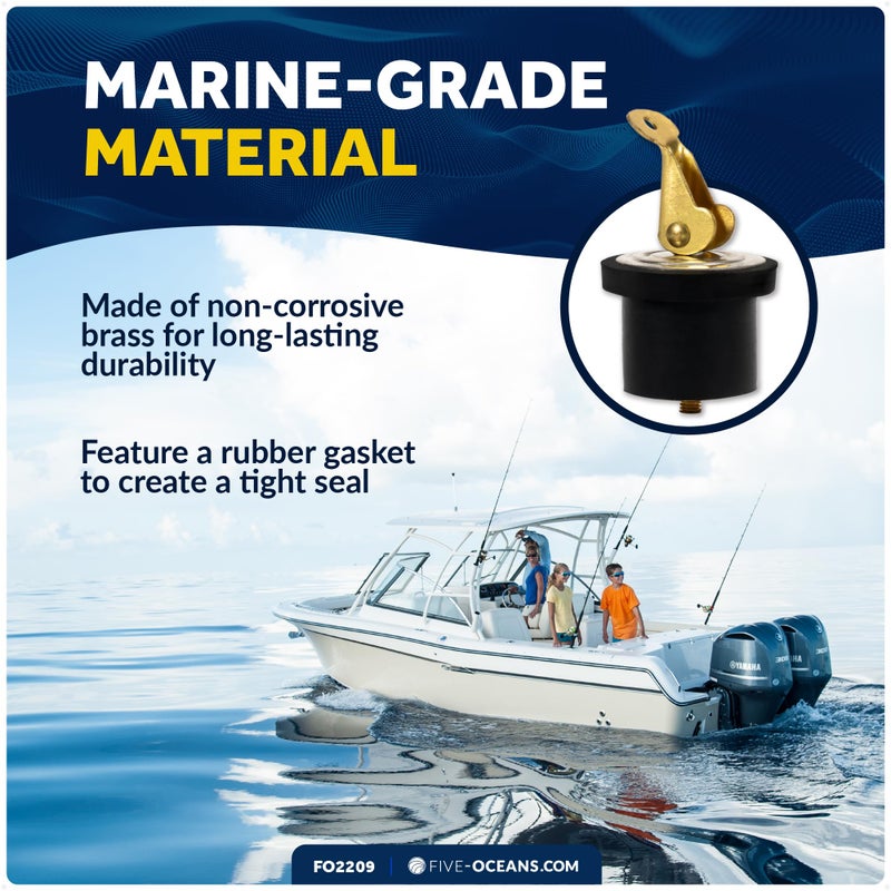 Five Oceans 7/8-Inch Brass Boat Drain Plug, Locking Livewell Plug, Locks in Place - FO2209 - Image 2